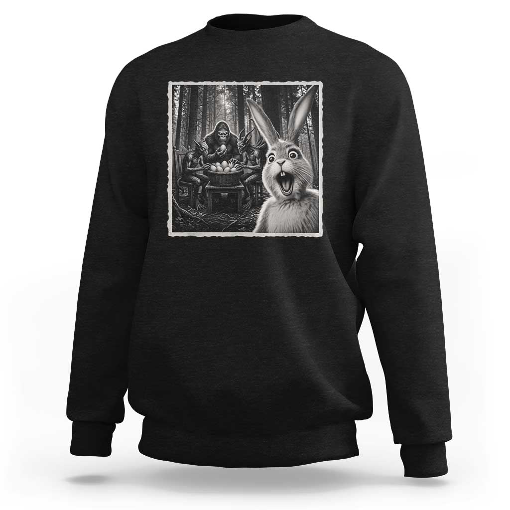 Funny Easter Bunny Selfie Sweatshirt Bigfoot Jersey Devil Chupacabra Egg Hunt