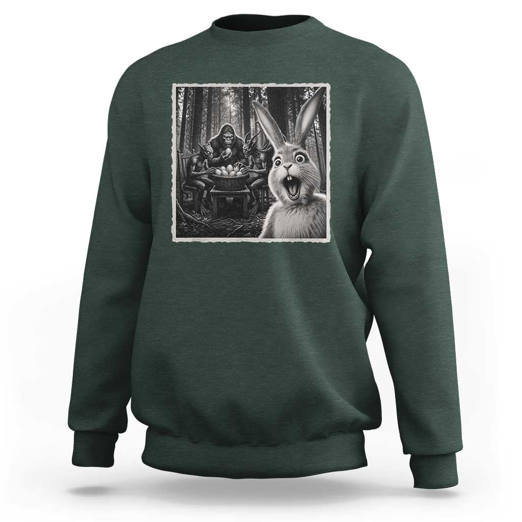 Funny Easter Bunny Selfie Sweatshirt Bigfoot Jersey Devil Chupacabra Egg Hunt