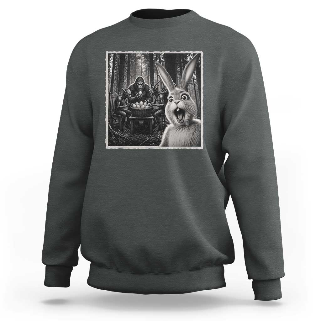 Funny Easter Bunny Selfie Sweatshirt Bigfoot Jersey Devil Chupacabra Egg Hunt