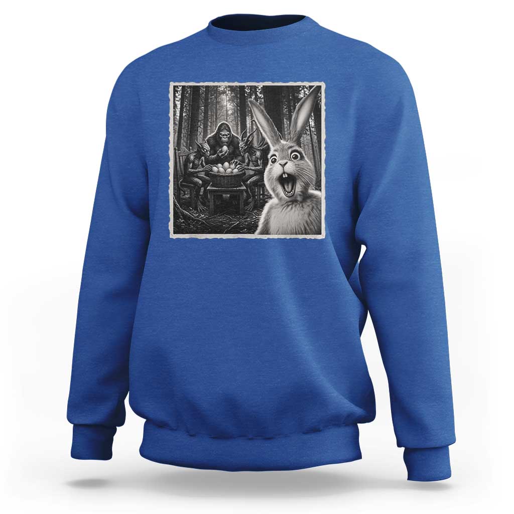Funny Easter Bunny Selfie Sweatshirt Bigfoot Jersey Devil Chupacabra Egg Hunt