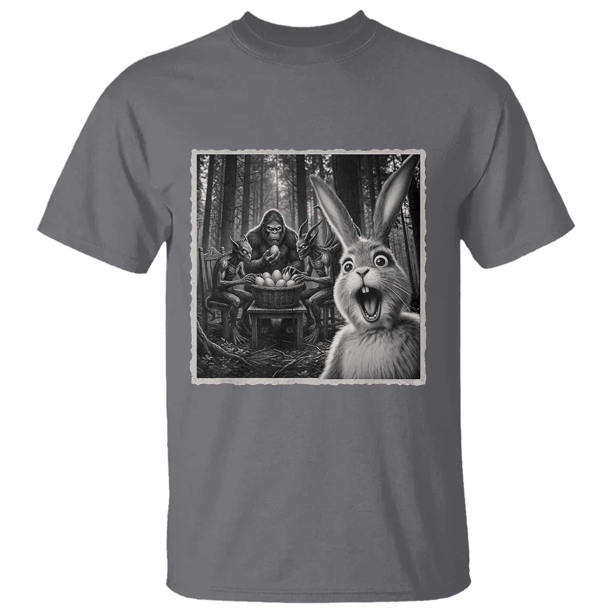 Funny Easter Bunny Selfie T Shirt Bigfoot Jersey Devil Chupacabra Egg Hunt
