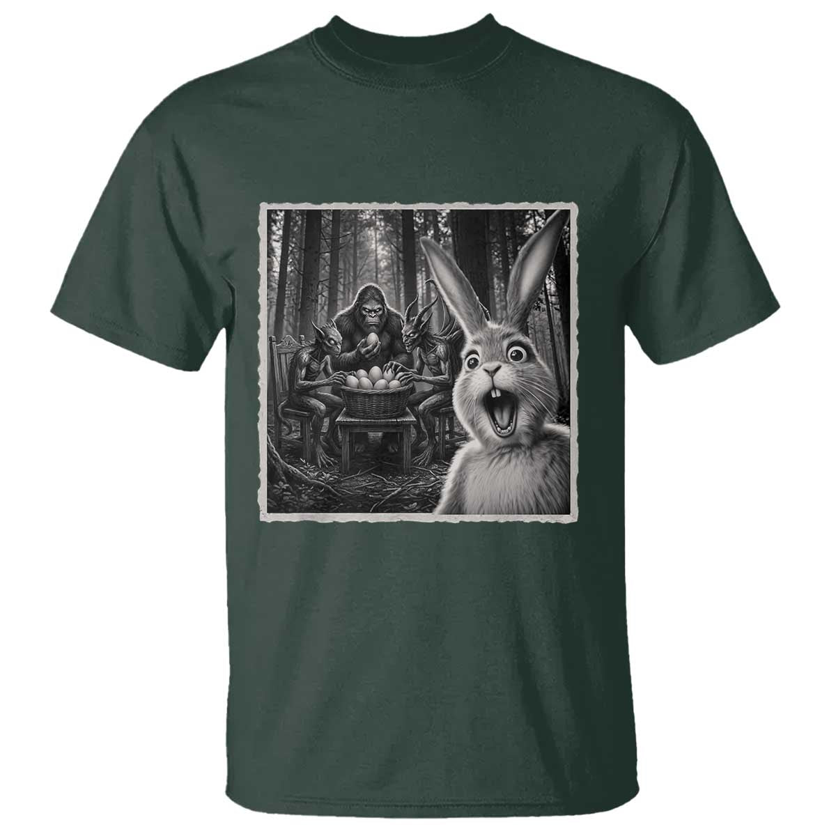 Funny Easter Bunny Selfie T Shirt Bigfoot Jersey Devil Chupacabra Egg Hunt