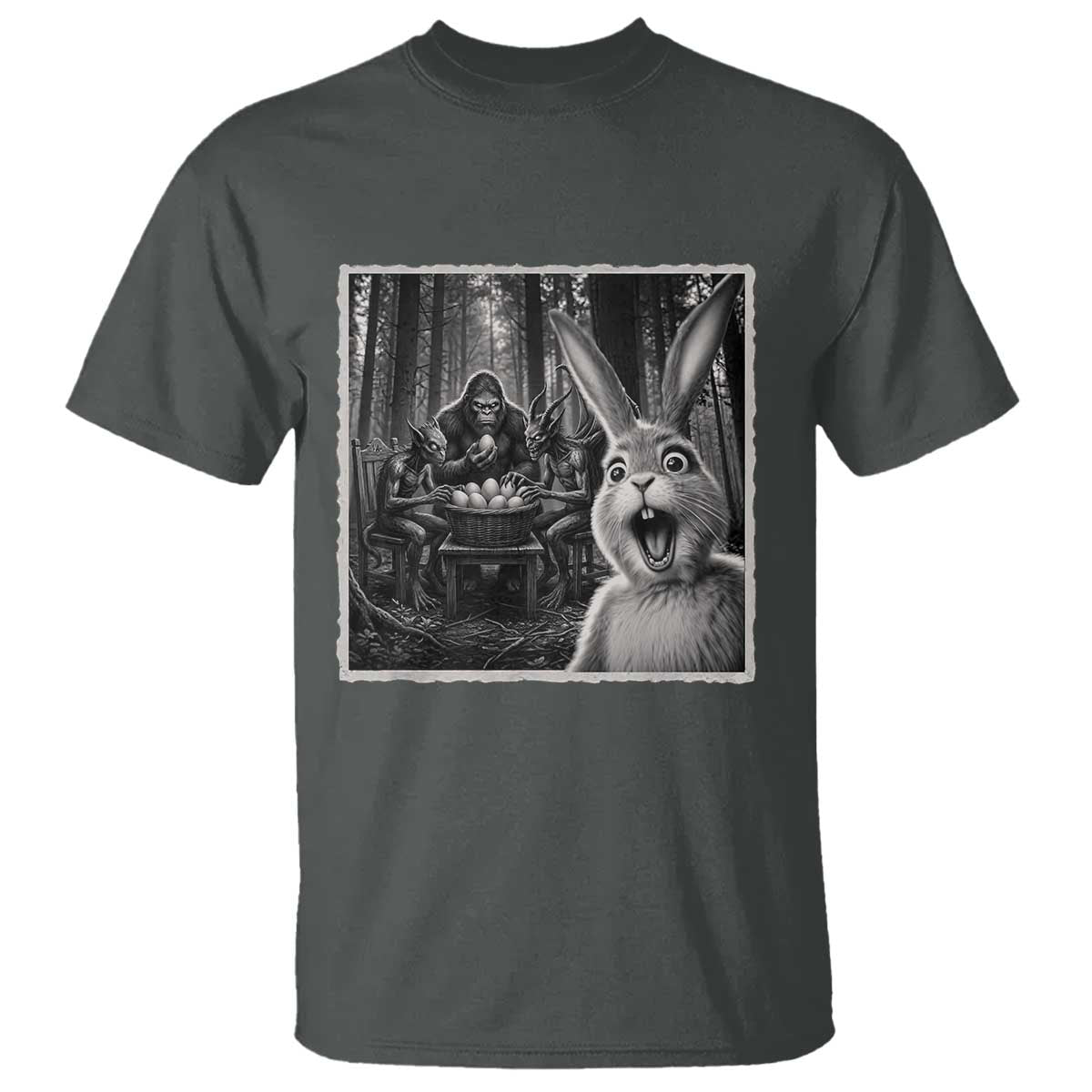 Funny Easter Bunny Selfie T Shirt Bigfoot Jersey Devil Chupacabra Egg Hunt