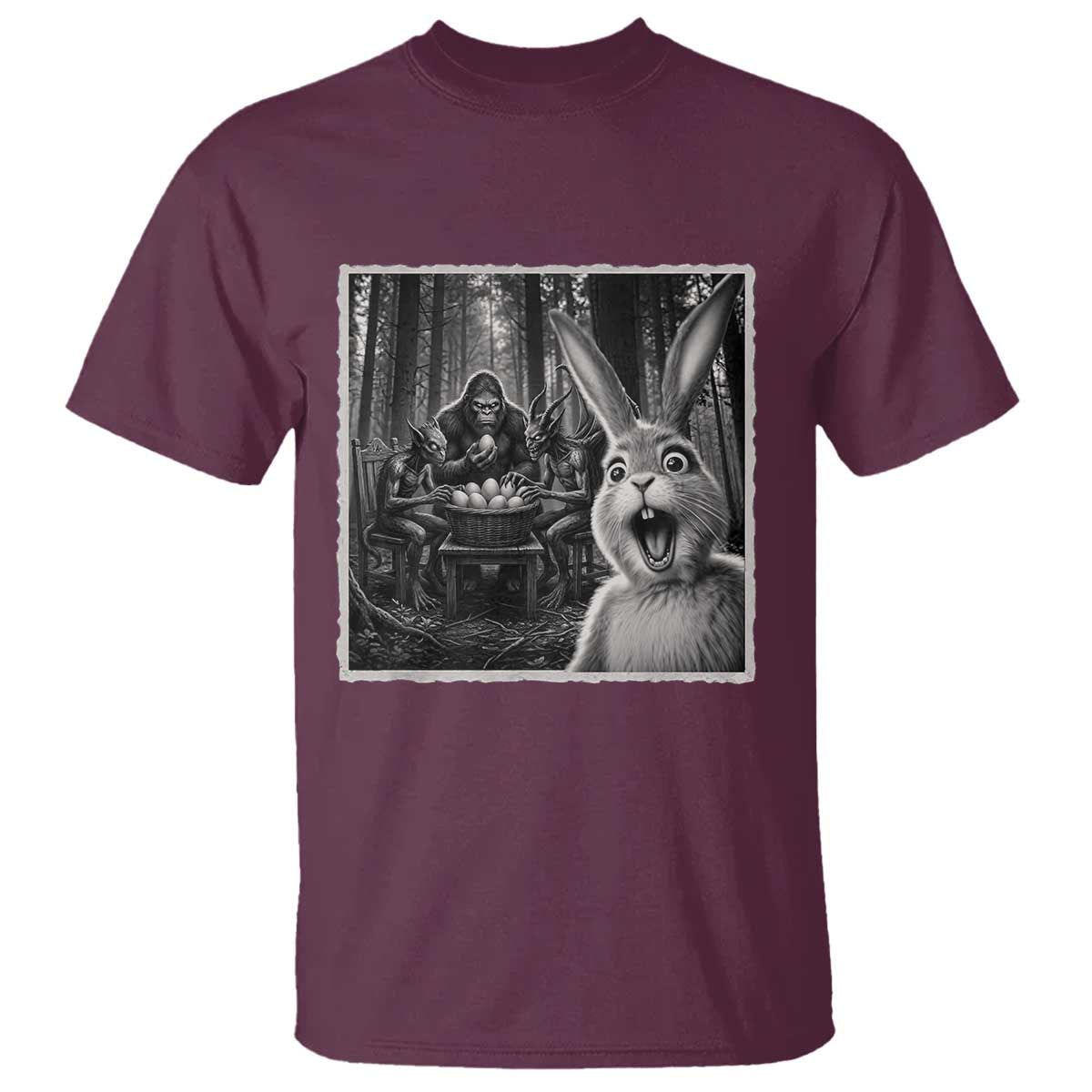 Funny Easter Bunny Selfie T Shirt Bigfoot Jersey Devil Chupacabra Egg Hunt