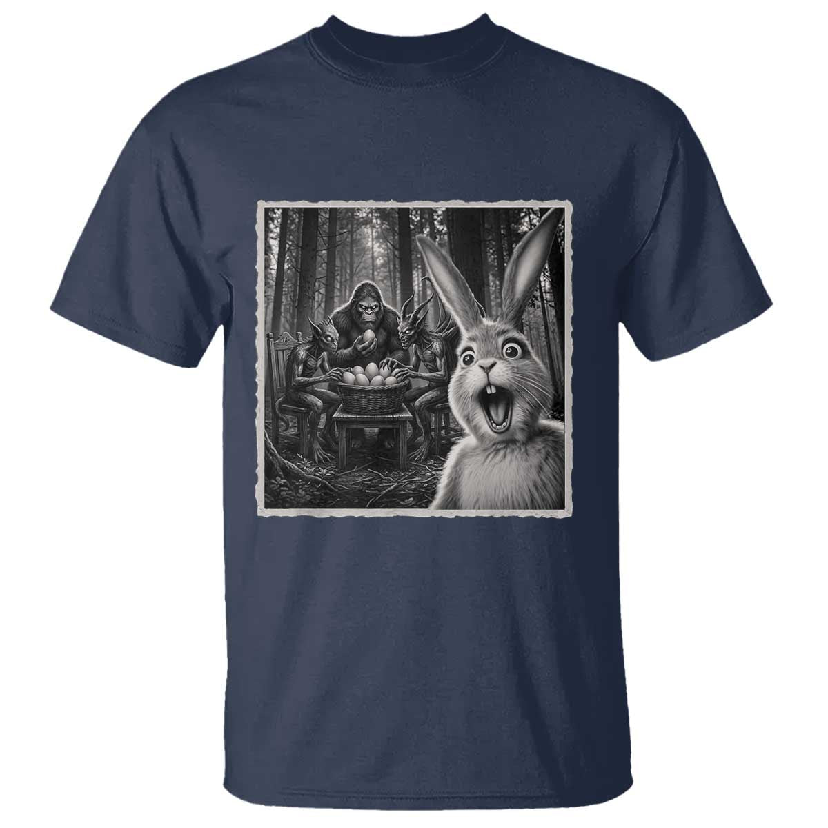 Funny Easter Bunny Selfie T Shirt Bigfoot Jersey Devil Chupacabra Egg Hunt