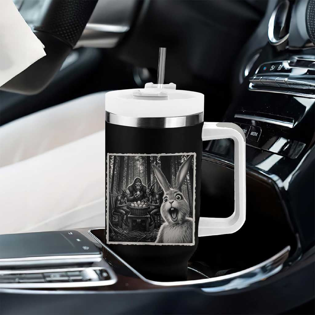 Funny Easter Bunny Selfie Tumbler With Handle Bigfoot Jersey Devil Chupacabra Egg Hunt