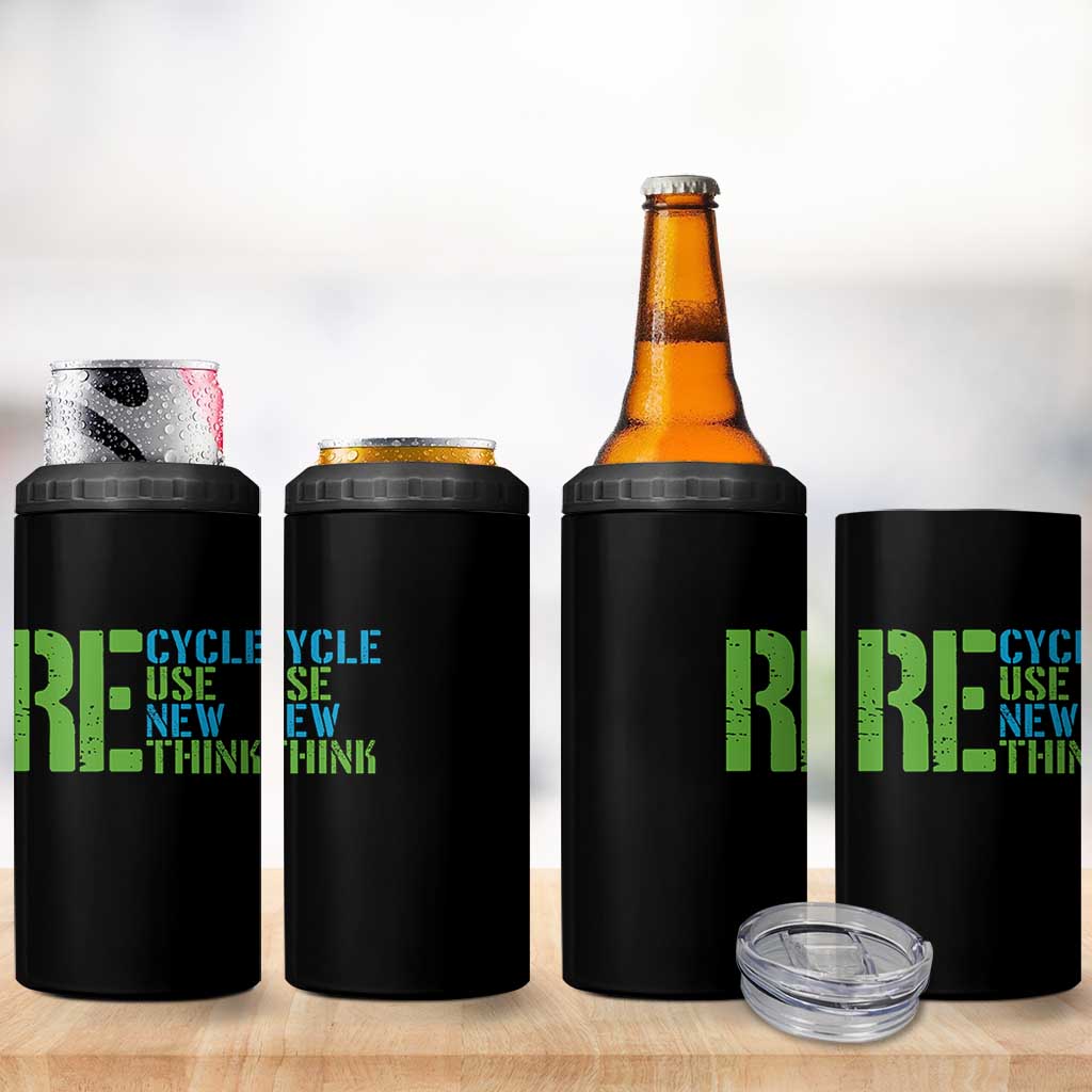 Recycle Reuse Renew Rethink 4 in 1 Can Cooler Tumbler Earth Day