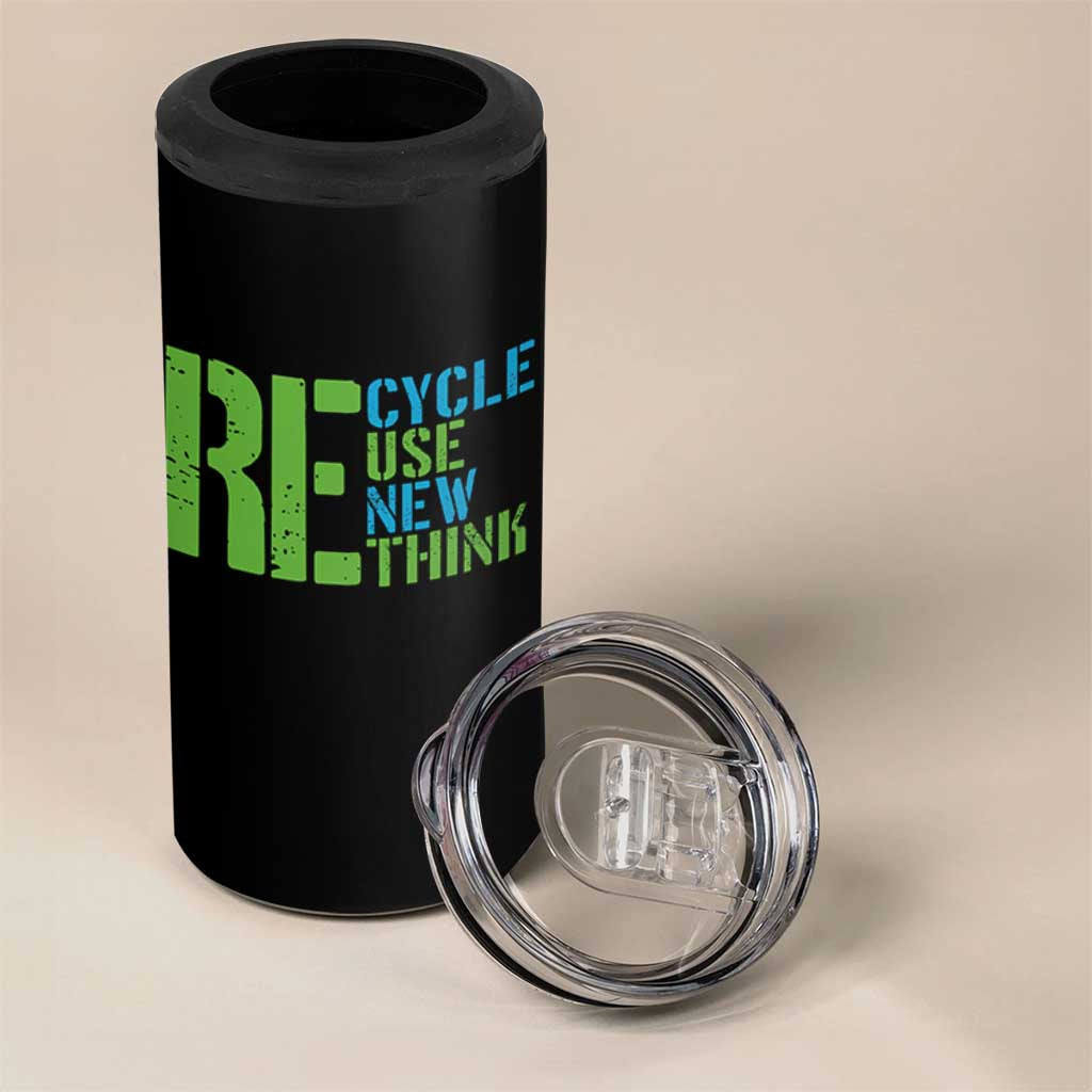 Recycle Reuse Renew Rethink 4 in 1 Can Cooler Tumbler Earth Day