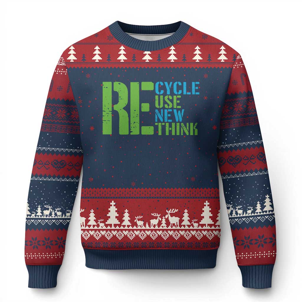 Recycle Reuse Renew Rethink Ugly Christmas Sweater Earth Day
