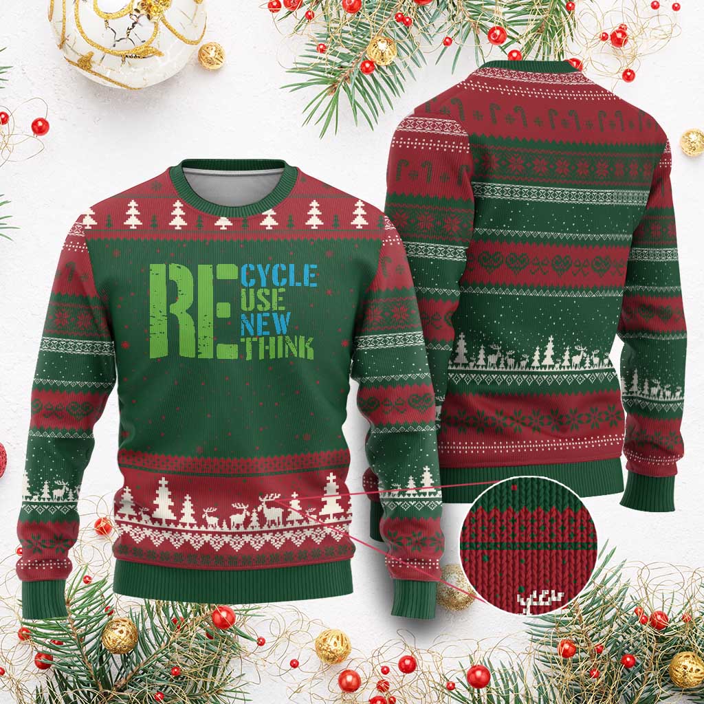 Recycle Reuse Renew Rethink Ugly Christmas Sweater Earth Day
