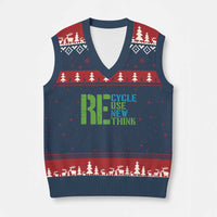 Recycle Reuse Renew Rethink V-Neck Knit Sweater Vest Earth Day
