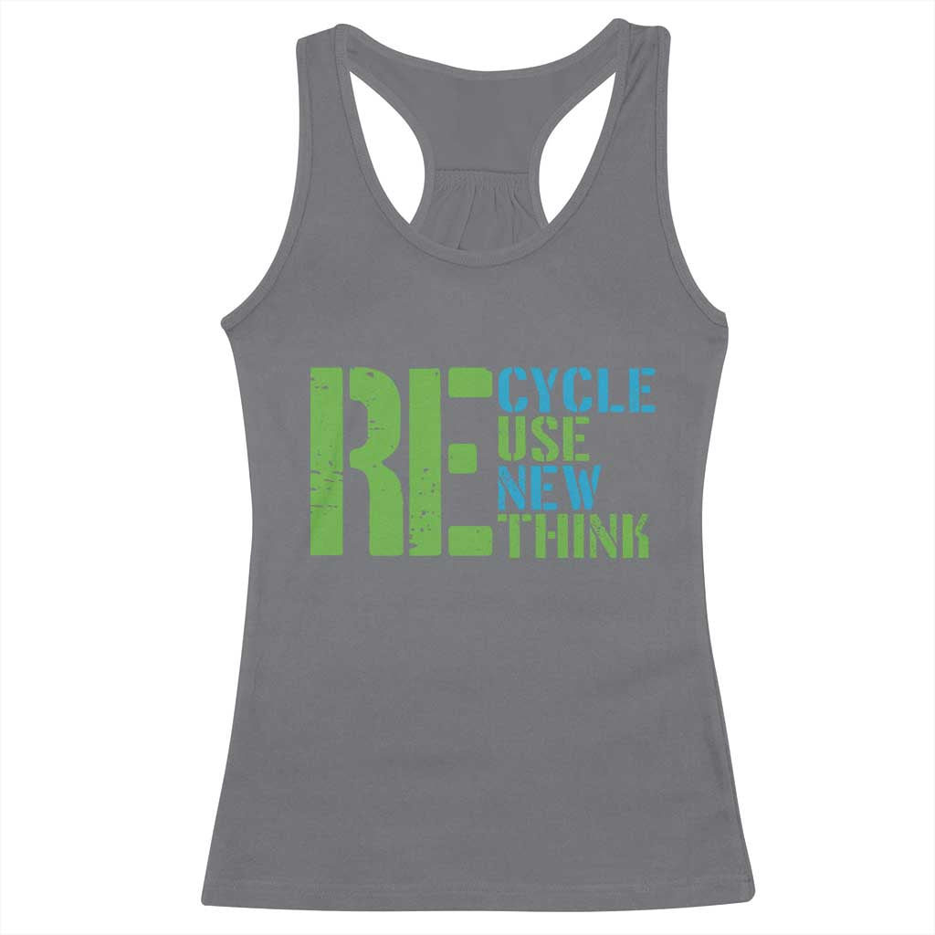 Recycle Reuse Renew Rethink Racerback Tank Top Earth Day