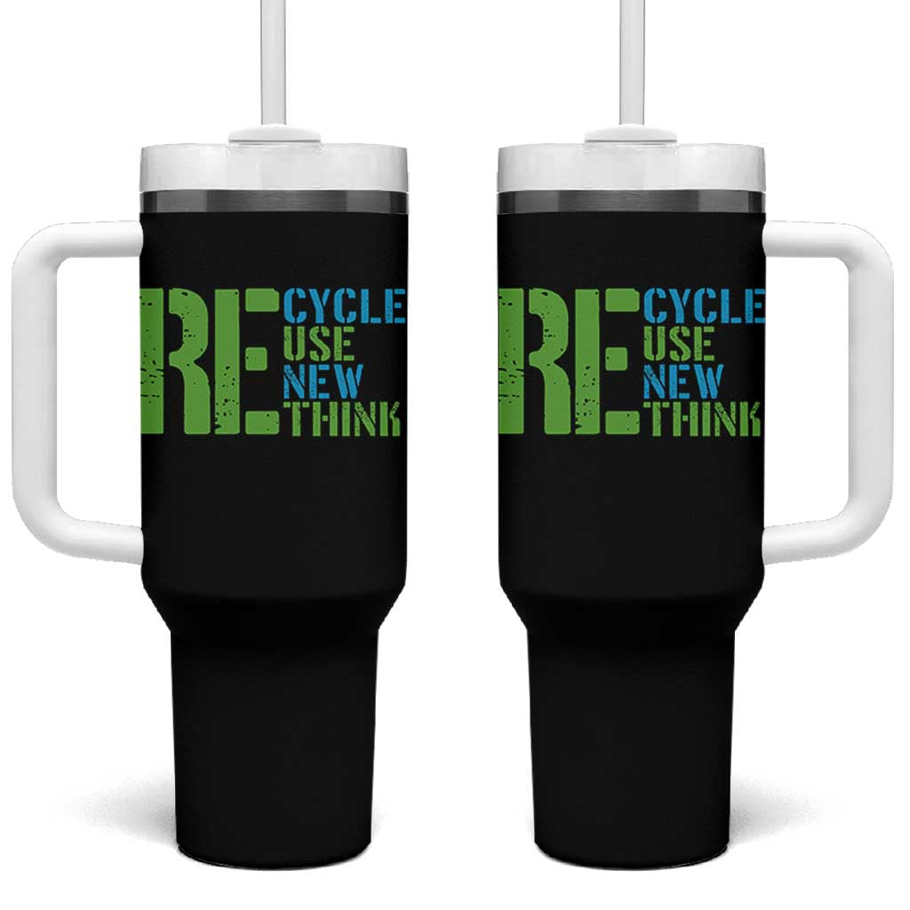 Recycle Reuse Renew Rethink Tumbler With Handle Earth Day