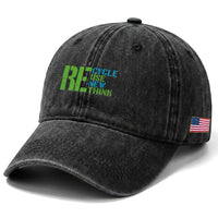 Recycle Reuse Renew Rethink Washed Cotton Baseball Cap Earth Day