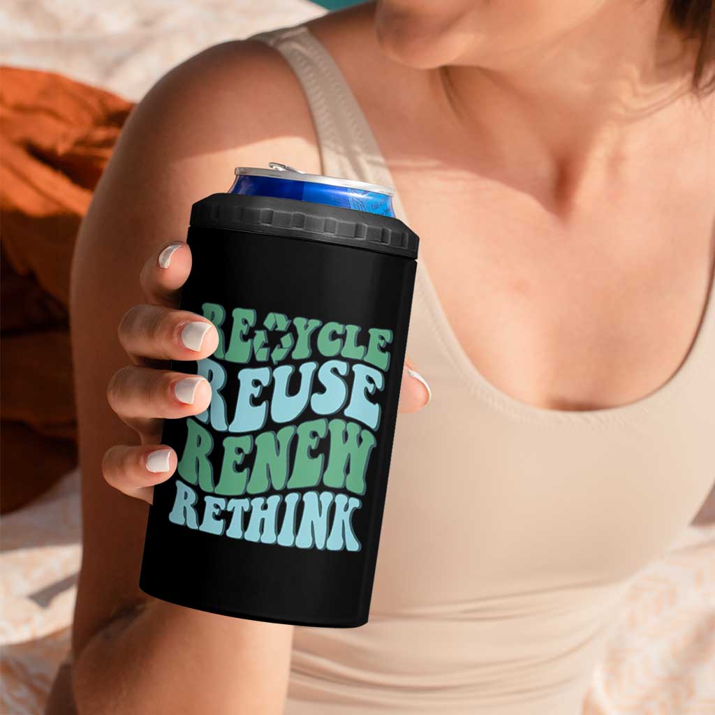 Recycle Reuse Renew Rethink 4 in 1 Can Cooler Tumbler Eco Friendly Earth Day