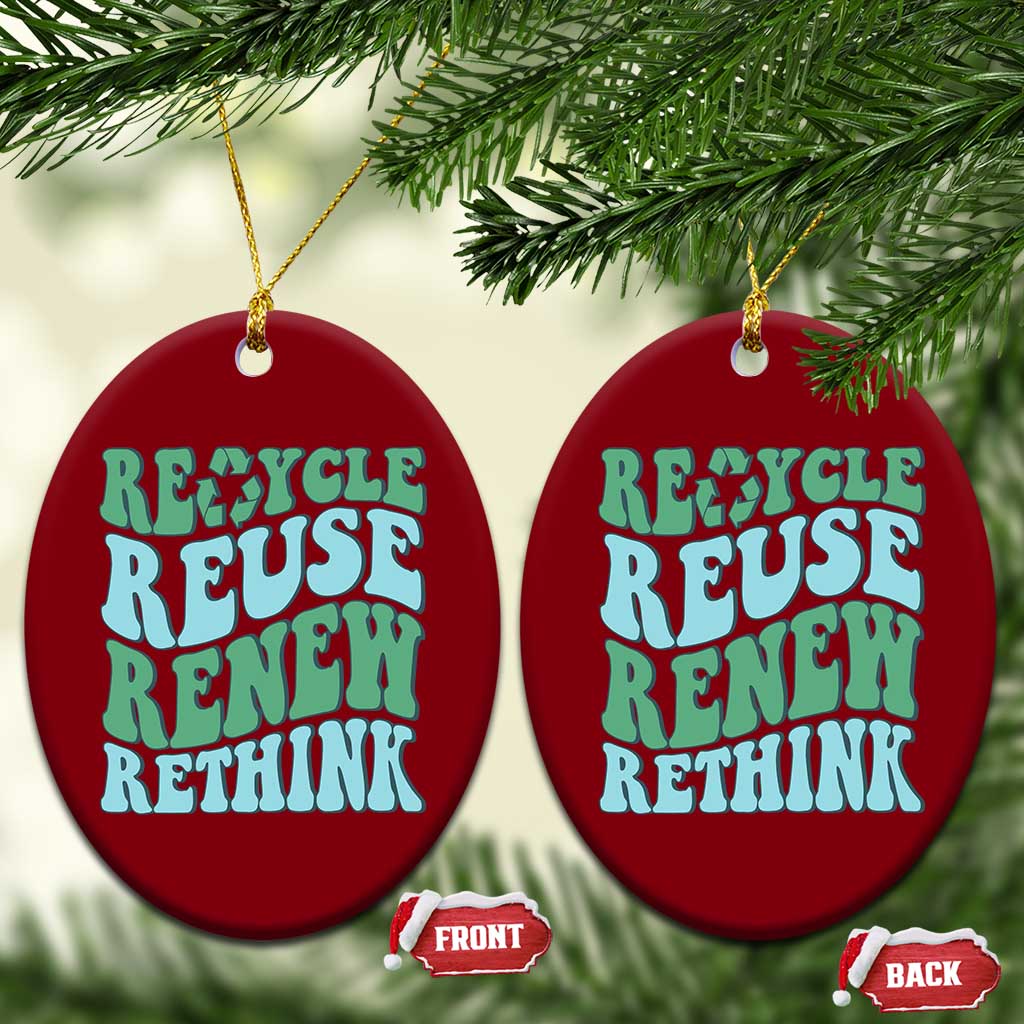 Recycle Reuse Renew Rethink Ceramic Ornament Eco Friendly Earth Day