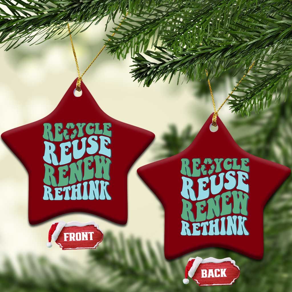 Recycle Reuse Renew Rethink Ceramic Ornament Eco Friendly Earth Day