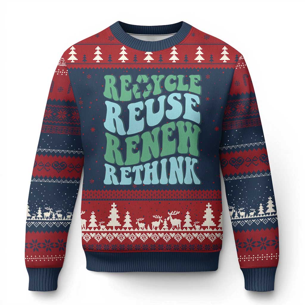 Recycle Reuse Renew Rethink Ugly Christmas Sweater Eco Friendly Earth Day