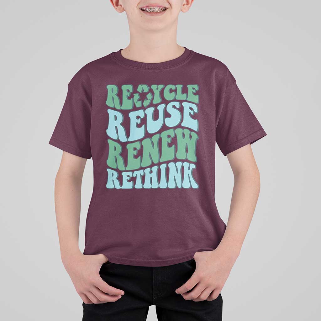 Recycle Reuse Renew Rethink T Shirt For Kid Eco Friendly Earth Day