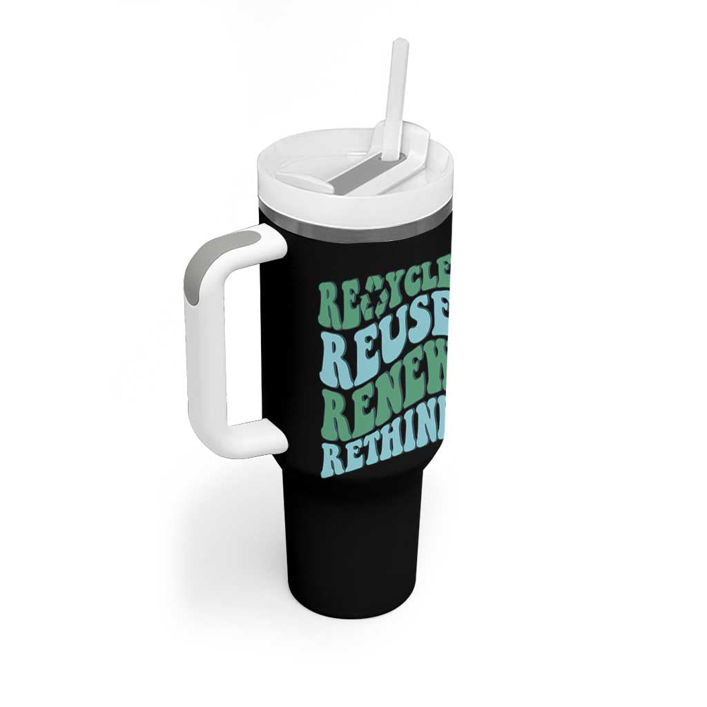Recycle Reuse Renew Rethink Tumbler With Handle Eco Friendly Earth Day