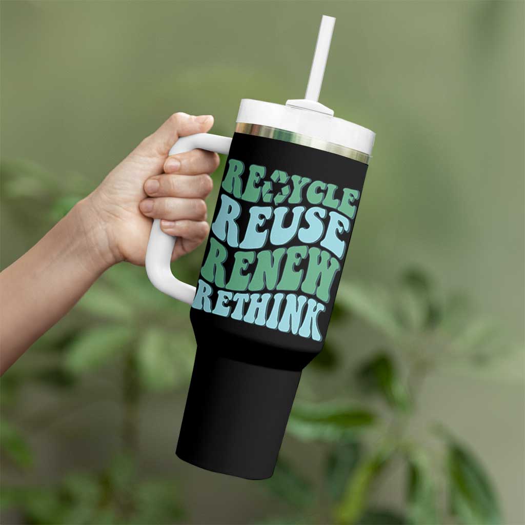 Recycle Reuse Renew Rethink Tumbler With Handle Eco Friendly Earth Day