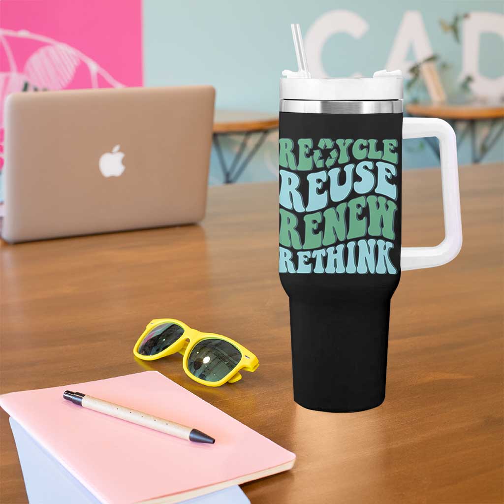 Recycle Reuse Renew Rethink Tumbler With Handle Eco Friendly Earth Day