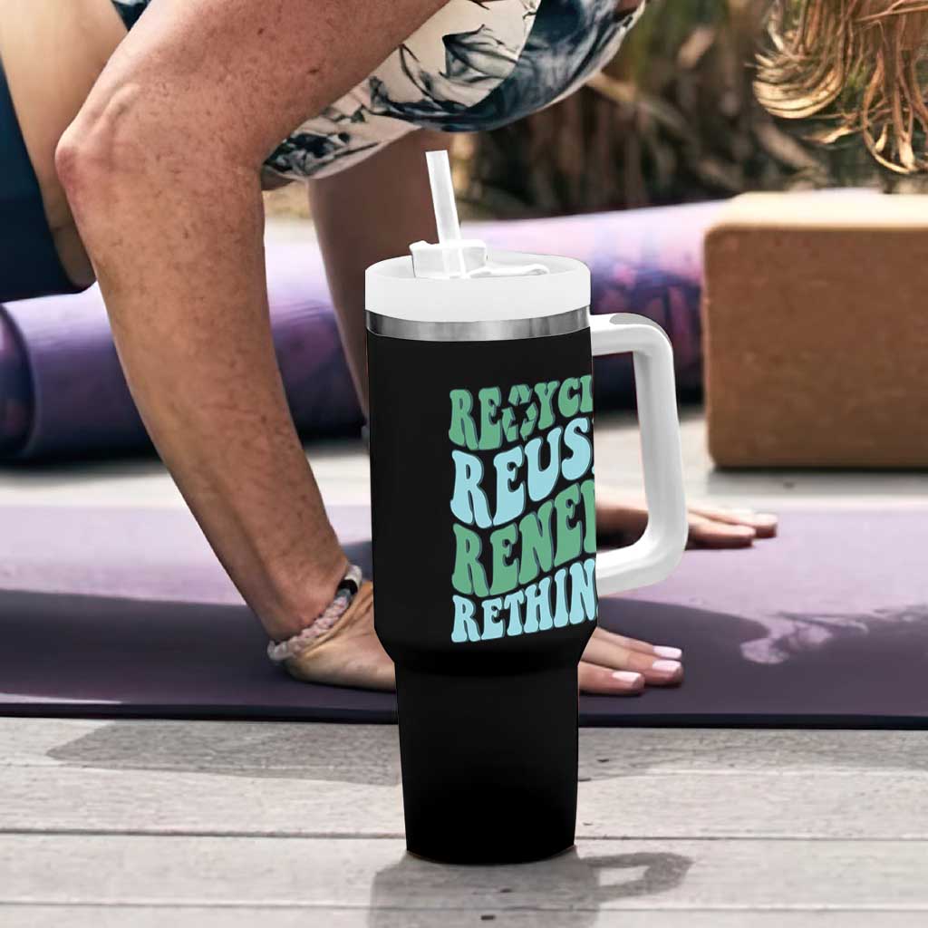 Recycle Reuse Renew Rethink Tumbler With Handle Eco Friendly Earth Day