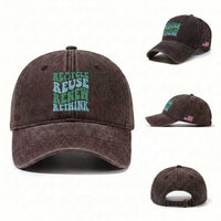 Recycle Reuse Renew Rethink Washed Cotton Baseball Cap Eco Friendly Earth Day