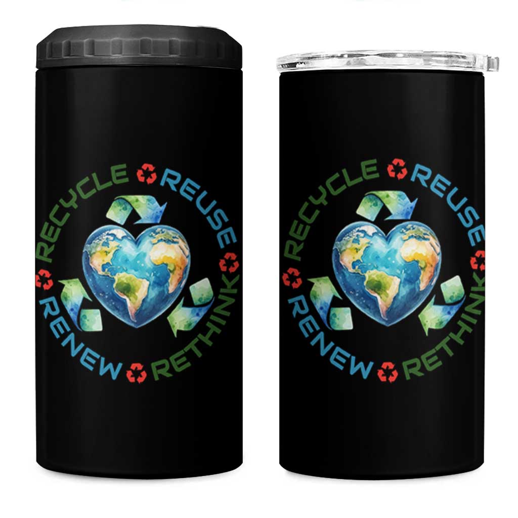 Recycle Reuse Renew Rethink 4 in 1 Can Cooler Tumbler Zero Waste Life