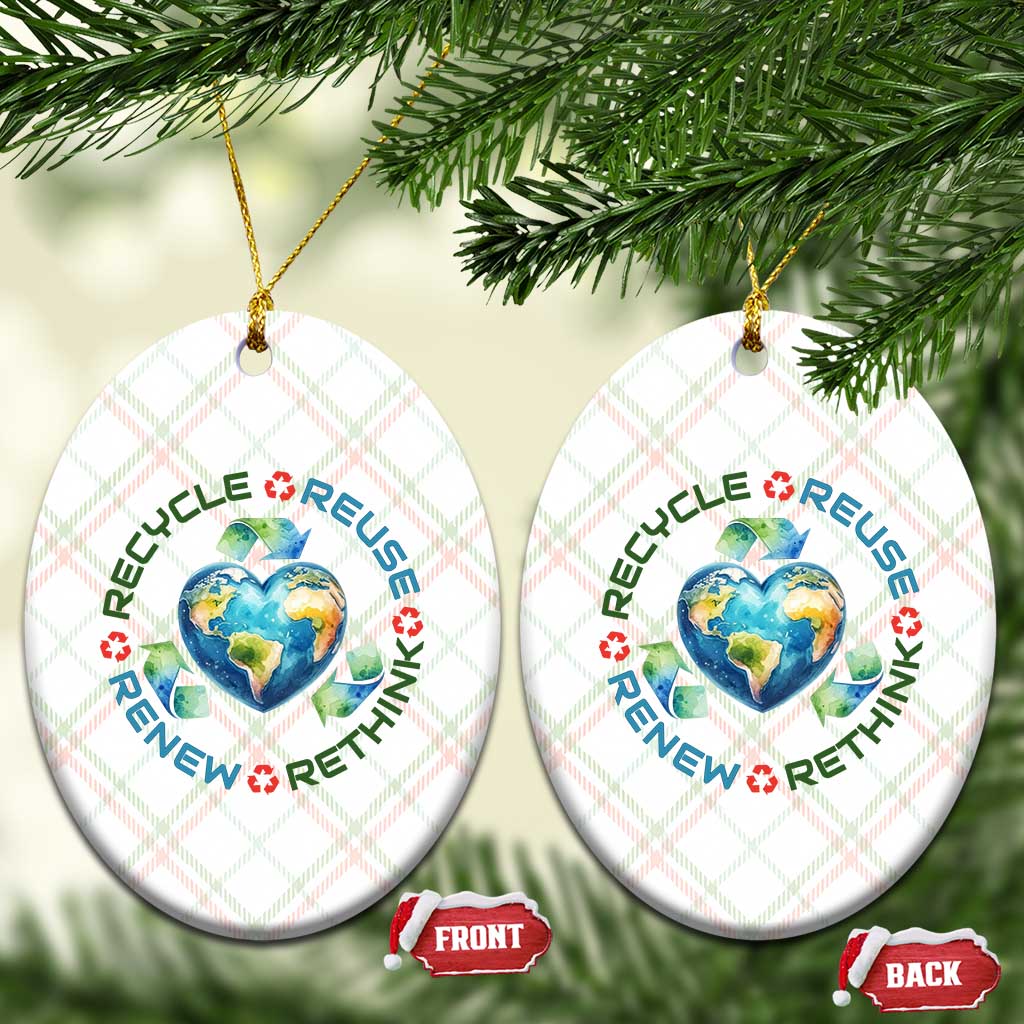 Recycle Reuse Renew Rethink Ceramic Ornament Zero Waste Life
