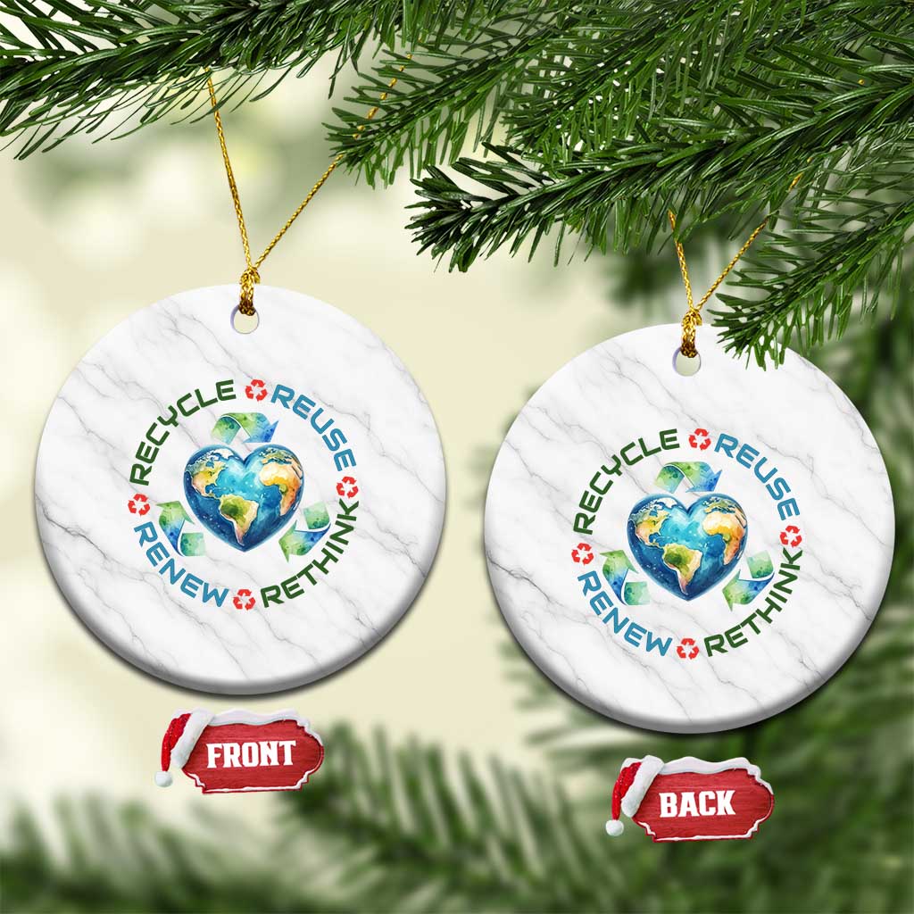 Recycle Reuse Renew Rethink Ceramic Ornament Zero Waste Life
