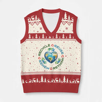 Recycle Reuse Renew Rethink V-Neck Knit Sweater Vest Zero Waste Life