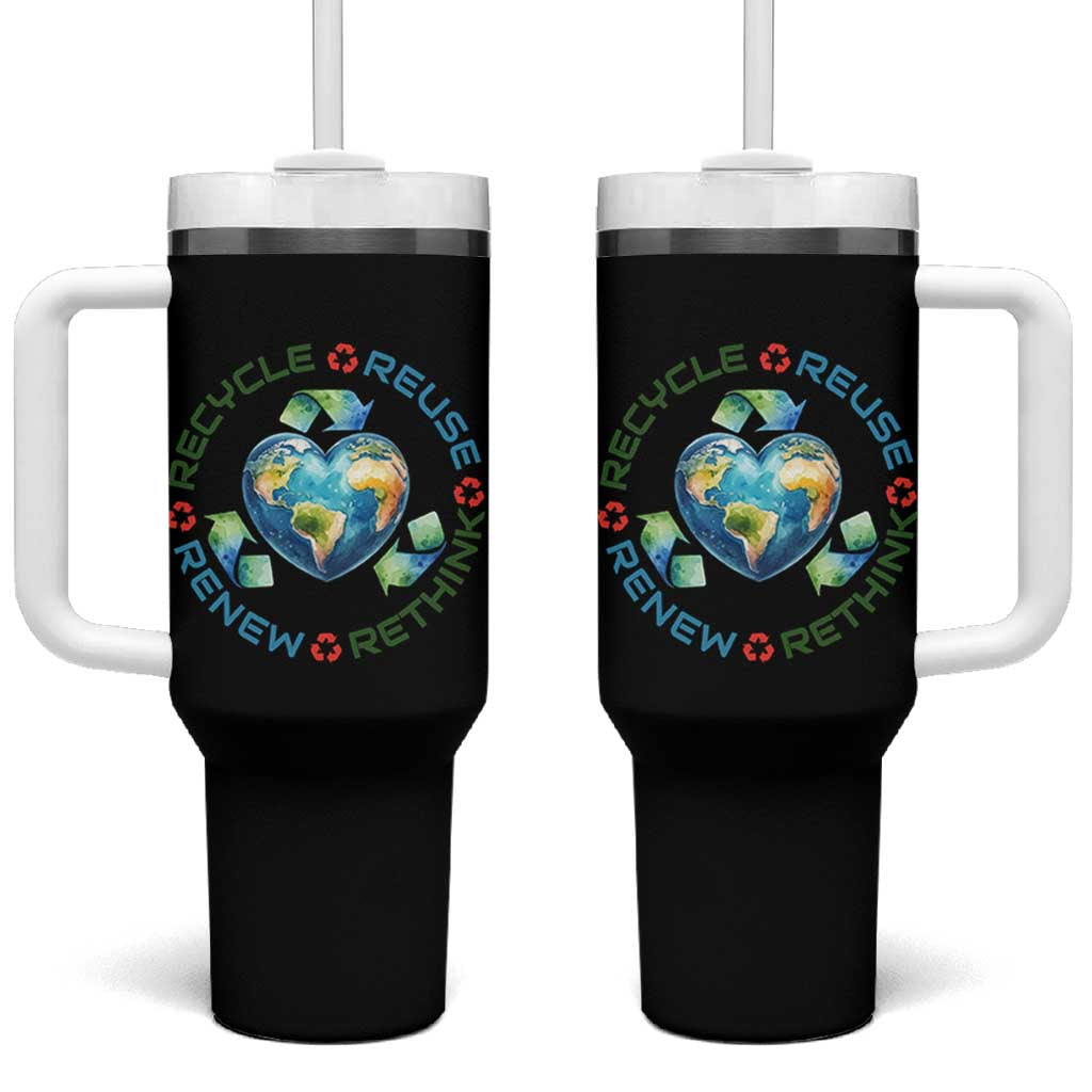 Recycle Reuse Renew Rethink Tumbler With Handle Zero Waste Life