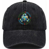 Recycle Reuse Renew Rethink Washed Cotton Baseball Cap Zero Waste Life