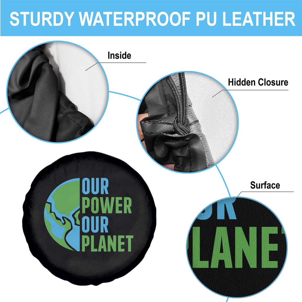 Our Power Our Planet Spare Tire Cover Earth Day Words Environmentalist Gift