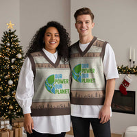 Our Power Our Planet V-Neck Knit Sweater Vest Earth Day Words Environmentalist Gift