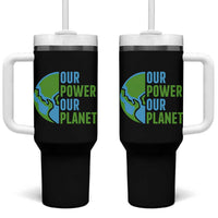 Our Power Our Planet Tumbler With Handle Earth Day Words Environmentalist Gift