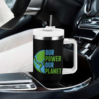 Our Power Our Planet Tumbler With Handle Earth Day Words Environmentalist Gift