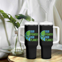 Our Power Our Planet Tumbler With Handle Earth Day Words Environmentalist Gift