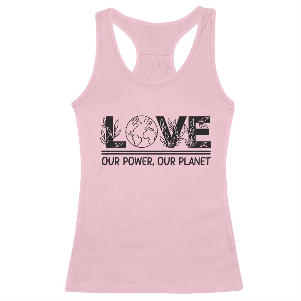 Earth Day 2026 Racerback Tank Top Our Power Our Planet