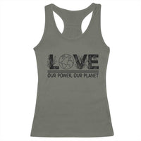 Earth Day 2026 Racerback Tank Top Our Power Our Planet