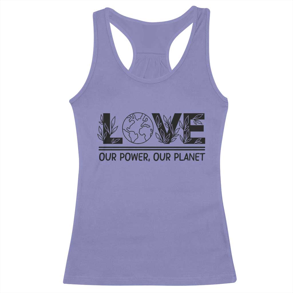 Earth Day 2026 Racerback Tank Top Our Power Our Planet