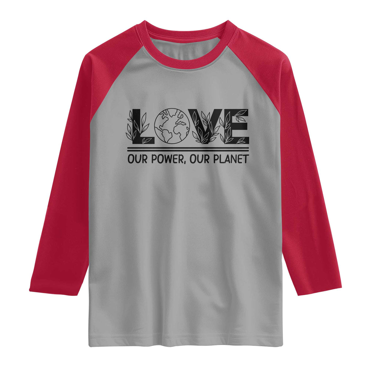 Earth Day 2026 Raglan Shirt Our Power Our Planet