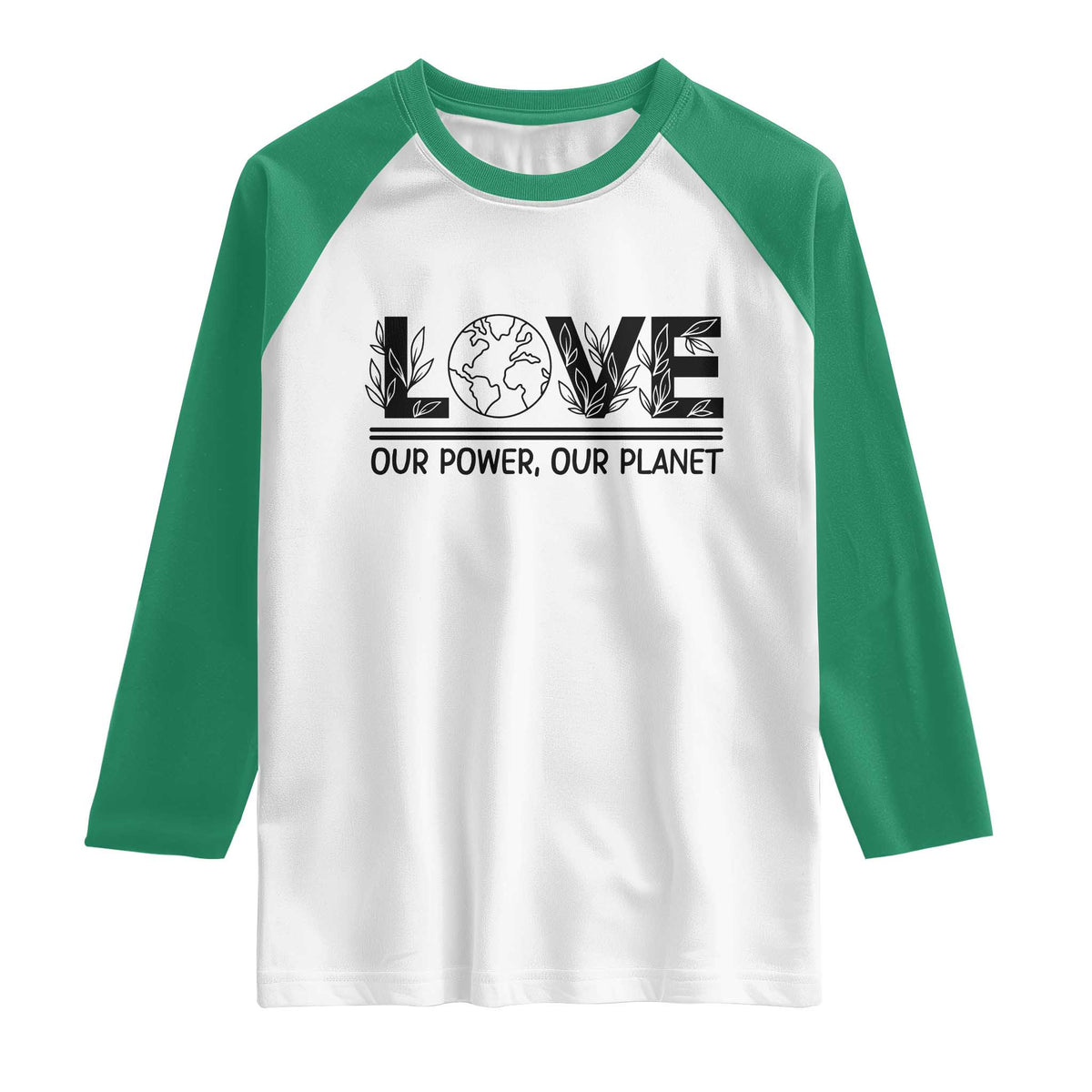 Earth Day 2026 Raglan Shirt Our Power Our Planet