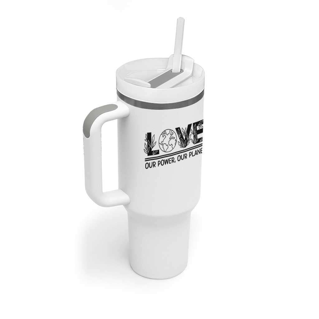 Earth Day 2026 Tumbler With Handle Our Power Our Planet