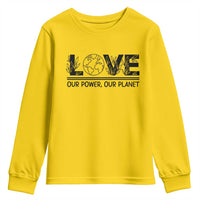 Earth Day 2026 Youth Sweatshirt Our Power Our Planet