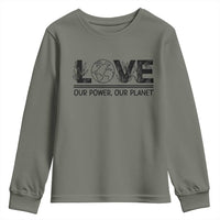 Earth Day 2026 Youth Sweatshirt Our Power Our Planet