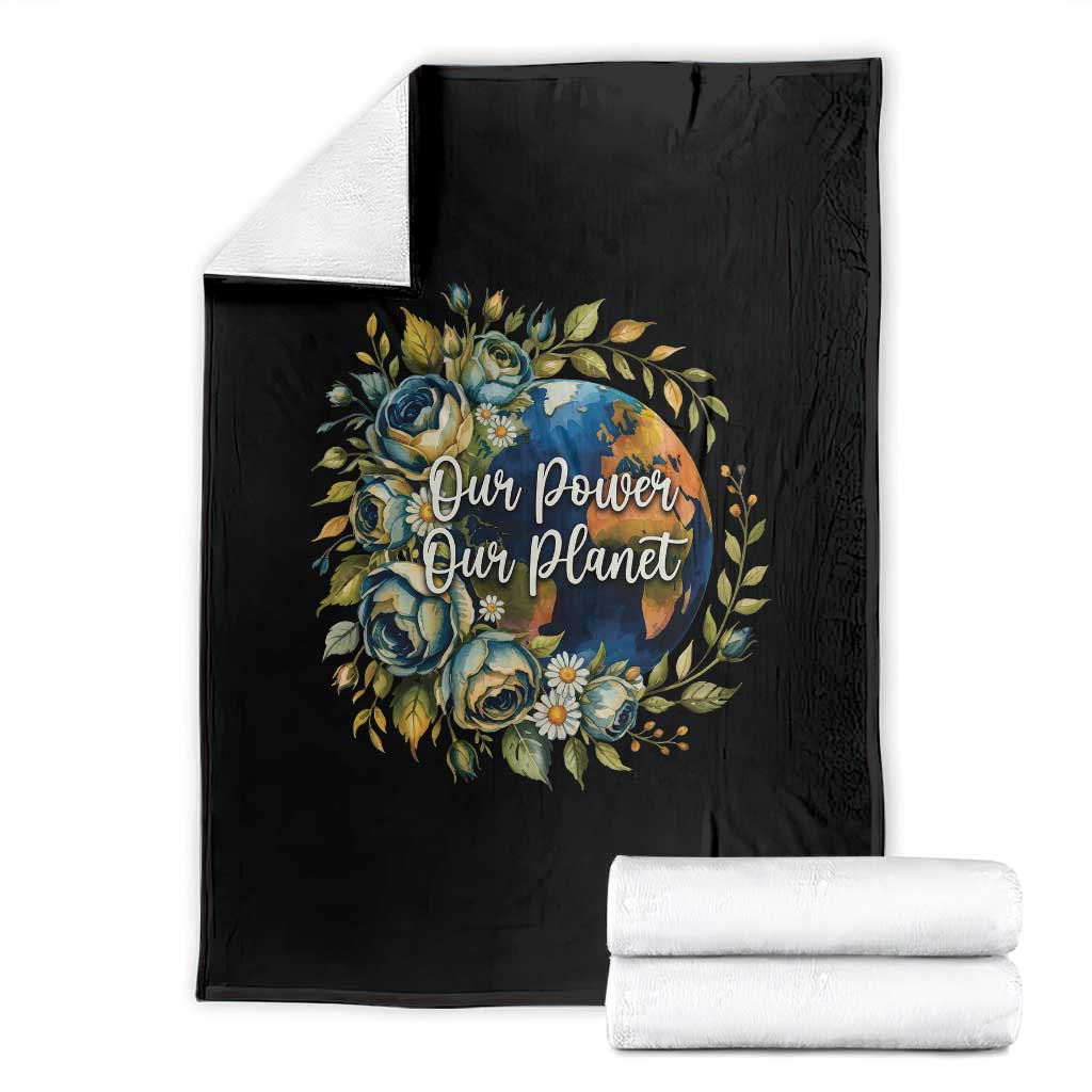 Save The Planet Earth Day Throw Blanket Our Power Our Planet