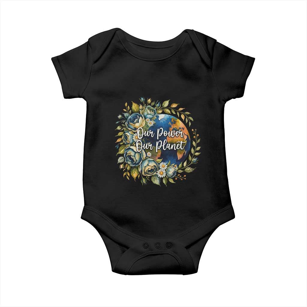 Save The Planet Earth Day Baby Onesie Our Power Our Planet