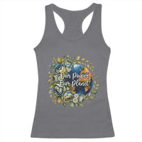 Save The Planet Earth Day Racerback Tank Top Our Power Our Planet